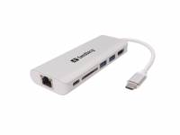 Sandberg USB-C Dock HDMI+LAN+SD+USB,61W hvid