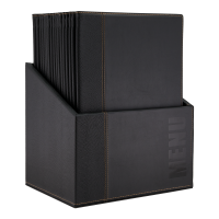 Securit Trendy Box med 20 A4 menukort, sort kunstlæder