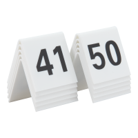 Securit skilt 5x4cm med bordnumre hvid med sort tal 41-50