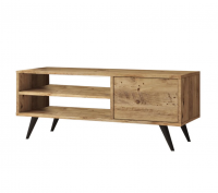 NORDVÄRK CD1 TV-bord, m. 1 låge og 1 hylde - natur melamin og træ (110x40)