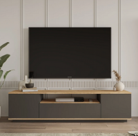 NORDVÄRK FR7 TV-bord, med 3 låger og 1 hylde natur-antracitgrå melamin
