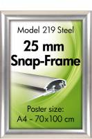 Snapramme 70x100cm med 25mm stål-look aluminium ramme