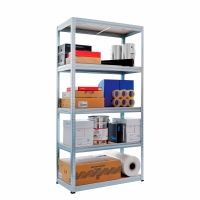 StelCon st&aring;lreol med 5 kraftige MDF-hylder 180x90x45cm st&aring;l