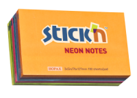 Stick'n notesblok 76x127mm i neon farver