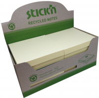 Stick'n notesblok Recycled 76x76mm pastelgul