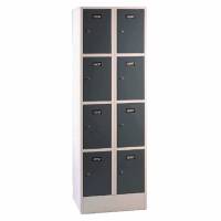 Office personaleskab 2x4 rum med cylinderlås mørkegrå