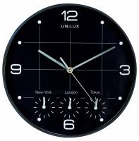 Unilux On Time vægur med 4 tidszoner 30,5 cm sort