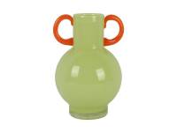 Vase Fiesta Ø15cm glas grøn med orange håndtag