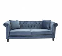 Velvet 3-personers sofa 217cm blå velour og træ