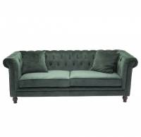 Velvet 3-personers sofa 217cm grøn velour og træ