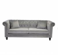 Velvet 3-personers sofa 217cm lys grå velour og træ