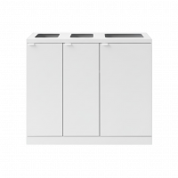 Bica 829 affaldsbeholder 225 liter med 3 rum 2x65 + 1x95 liter hvid