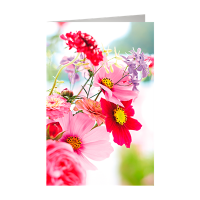 Dobbelt kort med konvolut Pink Flower 17x11,5 cm