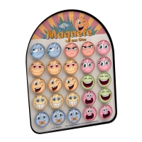 Emoji magneter i glas &Oslash;35 med sjove ansigter, 25 stk