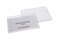 Kongresmærke plastetui med ovalt hul 60x90mm
