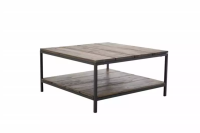 Padang sofabord 80x80cm i teak og sort st&aring;l | Outlet