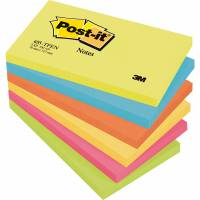 Post-it notes neon 76x127mm, 6 ass farver 