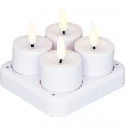 Cozzy ekstra LED fyrfadslys 5cm Ø3,9cm plast genopladelig hvid, 4 stk