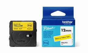 Brother BTAG-L33 12mm labeltape, Sort på gul 12mm