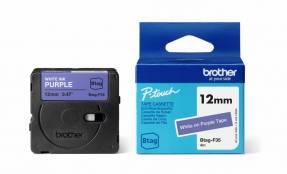 Brother BTAG-L33 labeltape, Hvid på lilla 12mmx4meter