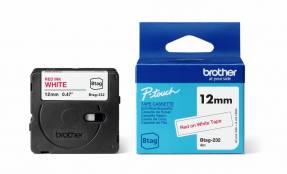 Brother BTAG-L33 labeltape, Rød på hvid 12mmx4meter