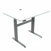 ConSet 501-25 hæve-sænkebord 120x80cm hvid med sølv stel