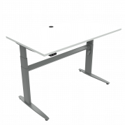 ConSet 501-25 hæve-sænkebord 140x80cm hvid med sølv stel