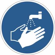 Durable Påbudsskilt "Vask hænder" aftagelig - Blå