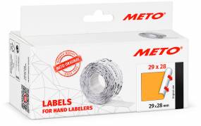 Meto etiket 29x28mm permanent neon orange, 5000 stk / 5 ruller