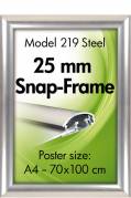 Snapramme A4 med 25mm st&aring;l-look aluminium ramme