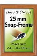 Snapramme A4 med 25mm tr&aelig;-look aluminium ramme