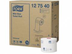 Tork Mid-Size T6 toiletpapir 1-lags 135m 127540 hvid, 27 ruller