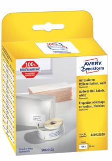 Avery adresseetiket permanent 54x25mm hvid, 500 stk