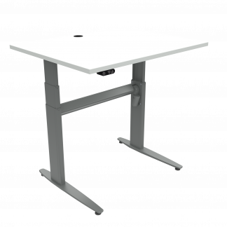 ConSet 501-25 hæve-sænkebord 100x80cm hvid med sølv stel
