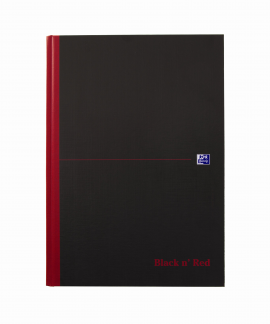 Oxford Black n´Red indbunden notesbog A4 kvadreret