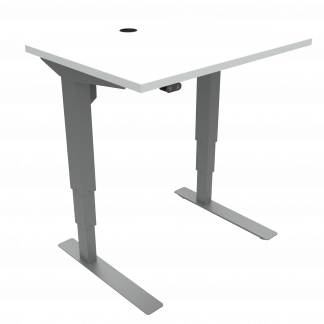 ConSet 501-37 hæve-sænke bord 80x60cm hvid med sølv stel