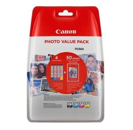 Canon CLI-571XL original multipak multifarve incl 50 ark papir