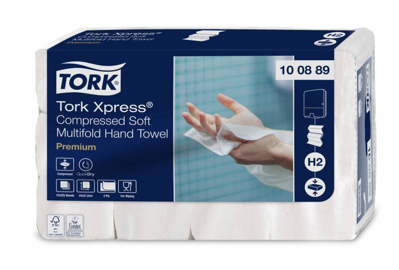 Tork Xpress Soft Multifold H2 h&aring;ndkl&aelig;deark Interfold 100889 2-lag hvid