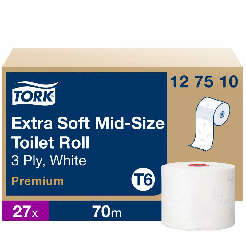 Tork Mid-Size T6 Extra Soft toiletpapir 3-lags 127510, 27 ruller