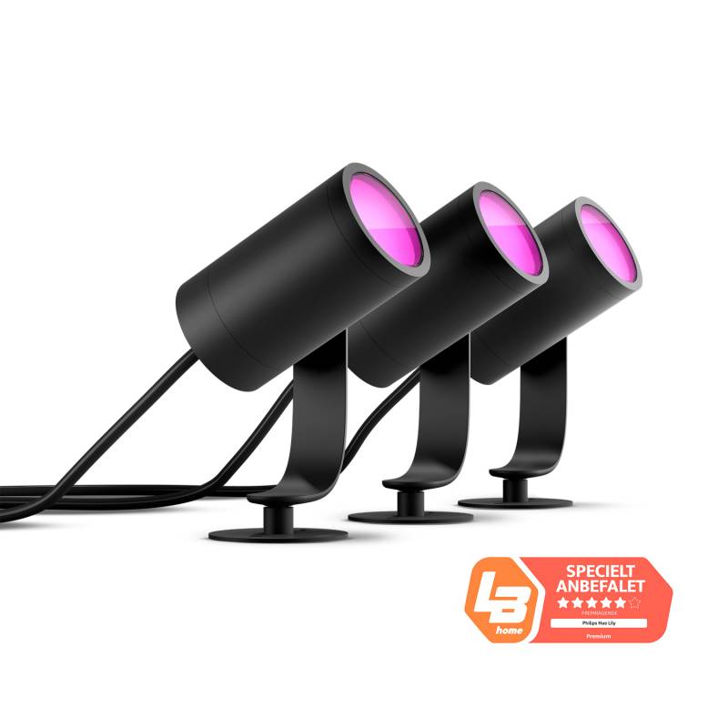 Philips Lily Hue Spot Base Udendørsspot Med Spyd 3X8W 24V Sort