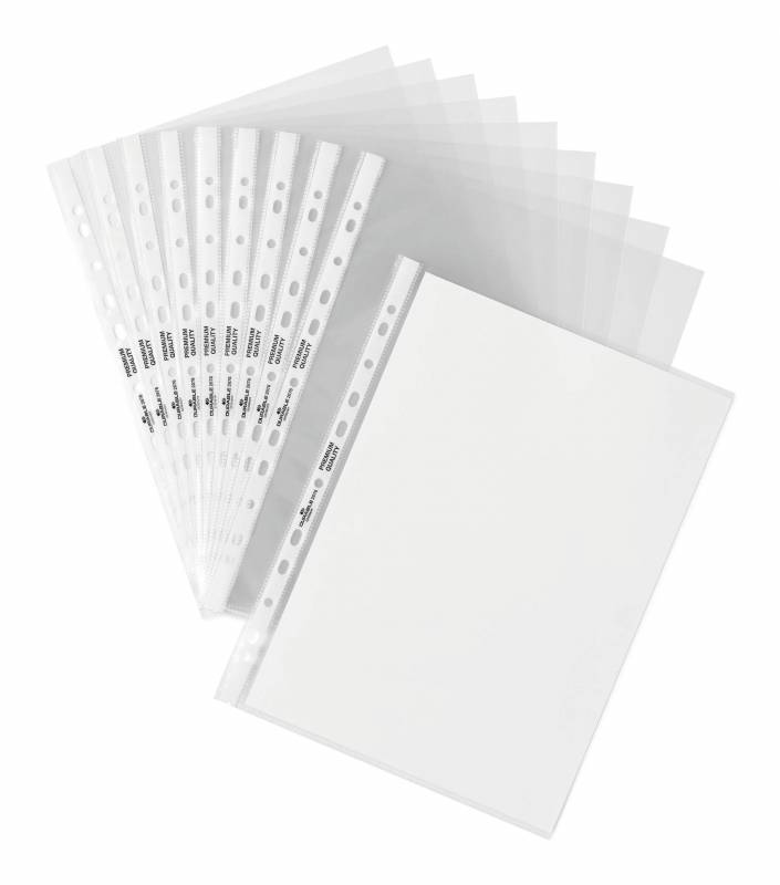 Durable plastlomme til ringbind premium A4 glasklar pp pose med 10 stk