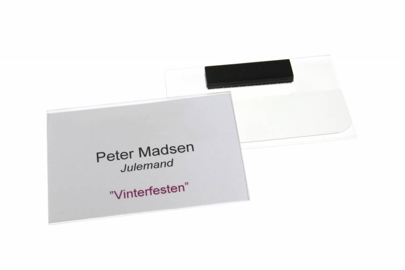 Kongresm&aelig;rke med magnet, 70% genbrugsplast, indv. m&aring;l H60 x B105 mm