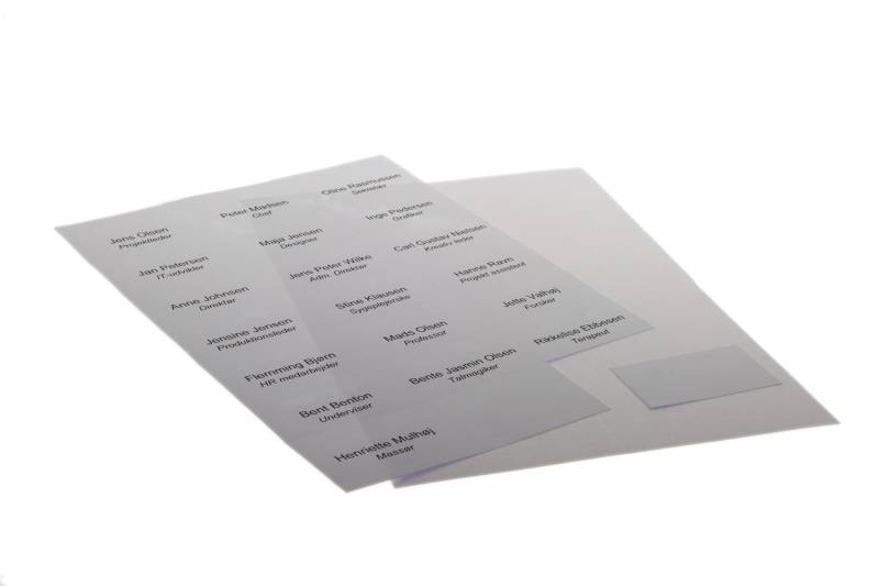 Etiketter til navneskilte p&aring; A4 ark, 40 x 70 mm, 100% genbrugspapir