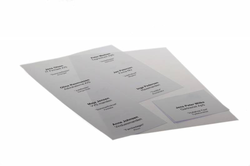 Etiketter til navneskilte p&aring; A4 ark, 74 x 105 mm, 100% genbrugspapir