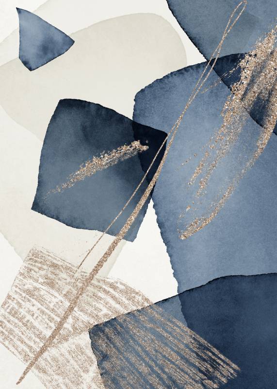 Plakat Blue Swirl 50x70cm beige