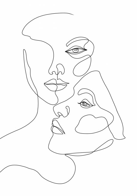 Plakat Faces 21x30cm hvid