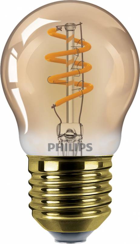 Philips LED Filament kertep&aelig;re 15W P45 E27 gylden