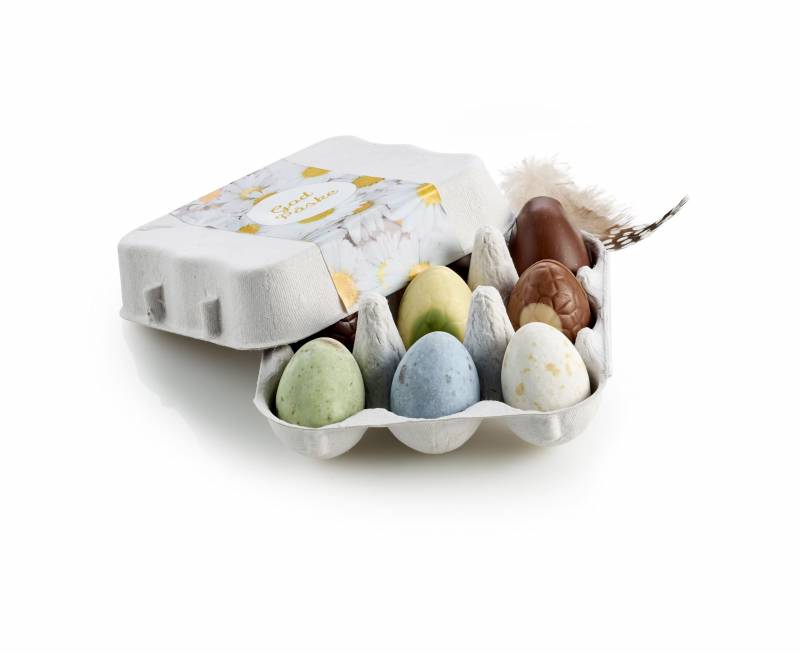 Æggebakke 9 stk. mix af marcipan-luksus og belgiske fugleæg