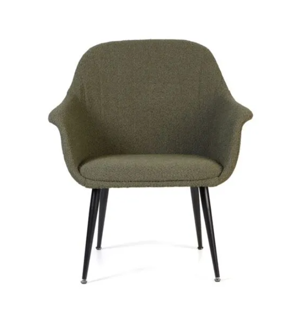 Amicus lounge stol i gr&oslash;nt stof med sorte st&aring;lben