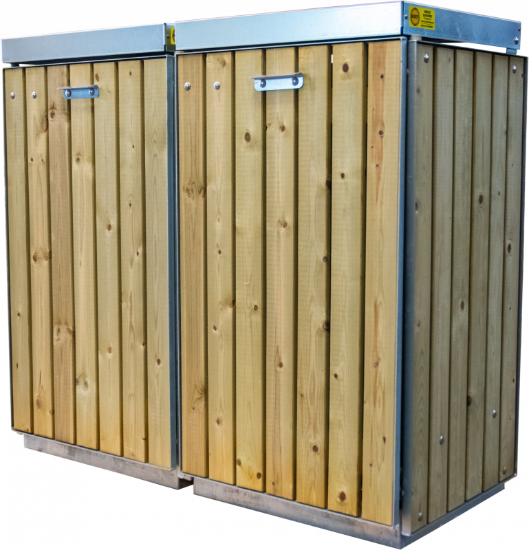 Affaldsbeholder B96-D UNIVERSAL dobbelt i trykimp. fyrretr&aelig; med l&aring;g